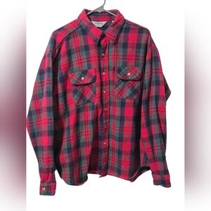 Vintage Five Brother Men's 2XL 18  Plaid Flannel Shirt Cotton USA Cabincore
